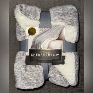 Costco Life Comfort Marled Gray Ultimate Sherpa Throw 60”x 70”